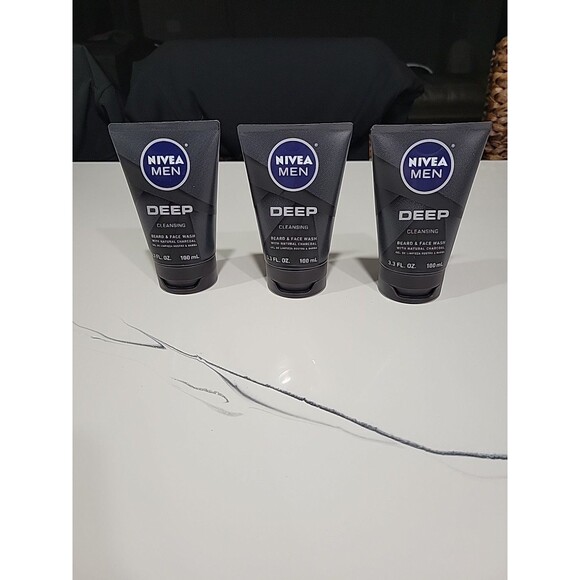 NEW Nivea Men Deep Cleansing Beard And Face Wash 3.3 Ounce X 3 Packs - Picture 1 of 5